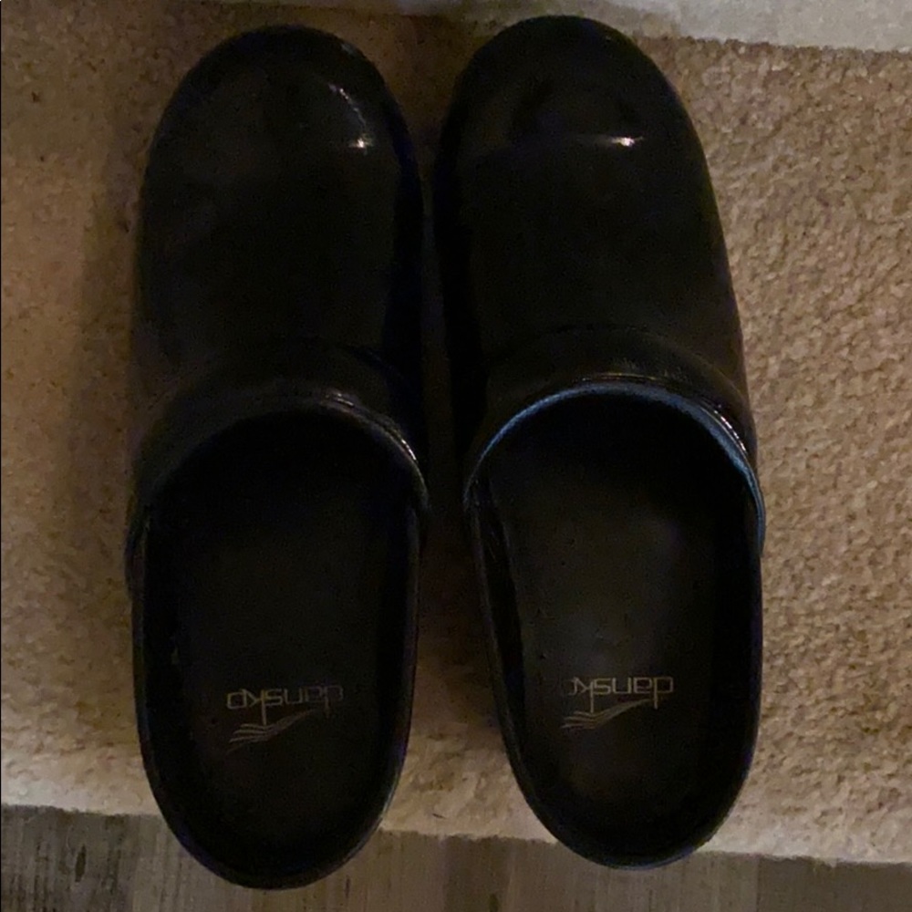 Black shiny nurse clogs